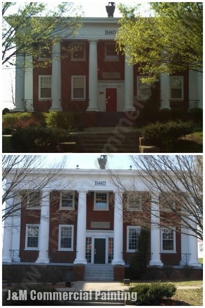 Before and After large home pillars painted
